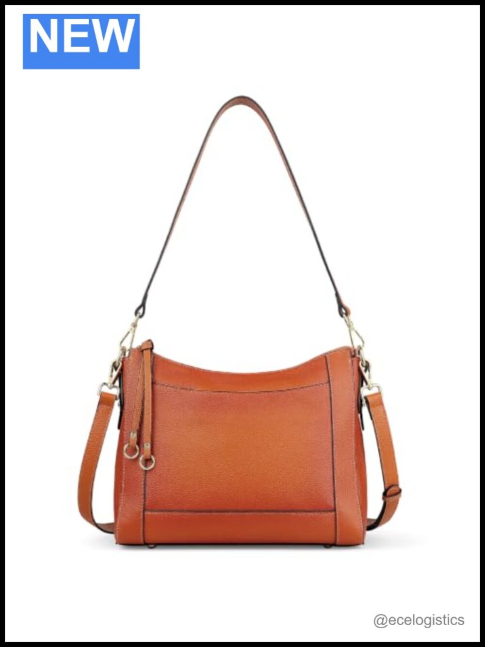 Medium Leather Crossbody Bag Women Shoulder Purse Work Satchel Two-Way Carry